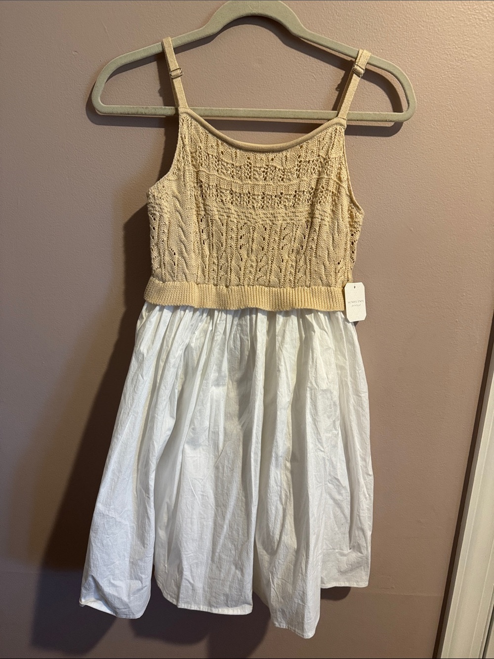 Altar'd State - NWT - Beige Knit Bodice with White Skirt Dress